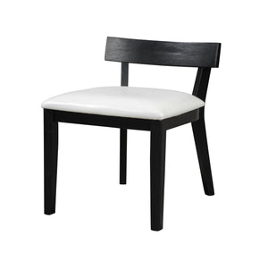 English Elm Modern Ergonomic PU Leather Dining Chair Set of 2 with High-Density Foam, Lumbar Support, Sleek Wood Frame and Compact Profile for Dining or Home Office Comfort White+Black N842P299016B