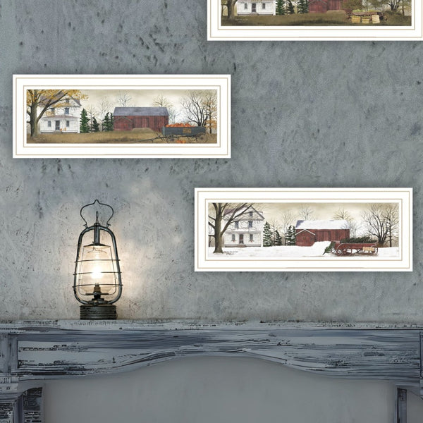 English Elm Trendy Decor 4u Four Seasons Pastoral Wall Art Set Billy Jacobs White Framed Prints B067P254119