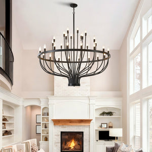 English Elm Industrial Matte Black 33-arm Candelabra Chandelier Large Dining Room Statement Fixture W2991P406724