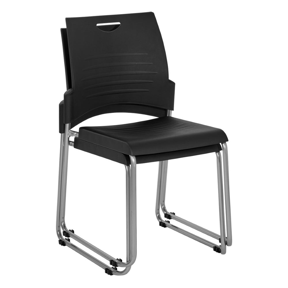 OSP Home Furnishings Sled Base Stackable Polyurethane Chair for Offices Lobbies and Classrooms Black STC8302C2-3