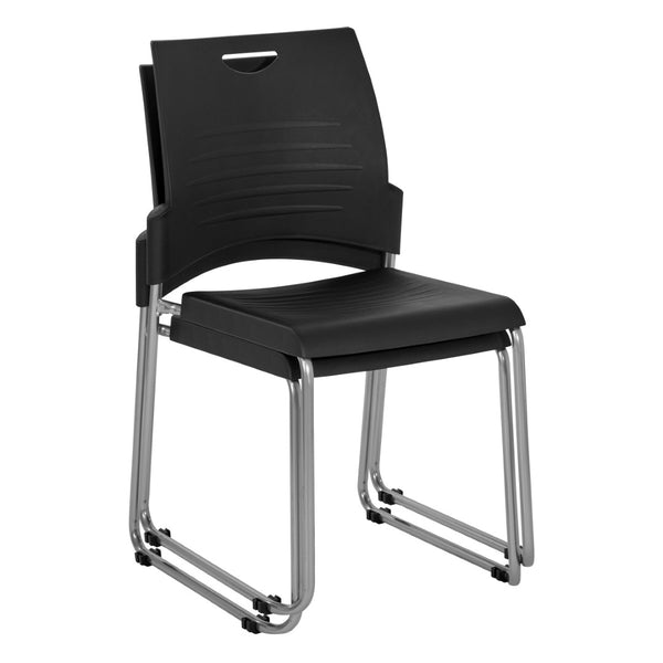 OSP Home Furnishings Sled Base Stackable Polyurethane Chair for Offices Lobbies and Classrooms Black STC8302C2-3