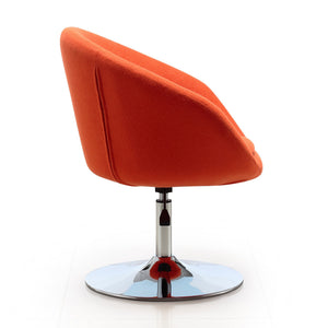English Elm Hopper Upholstered Swivel Lounge Chair with Chrome Base, Adjustable Height, Modern Bowl Seat Comfort Orange B365P397949