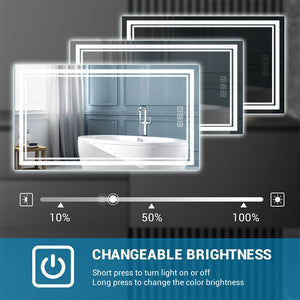 English Elm Led Bathroom Mirror 40"X24" With Defogger, 3 Color Dimmable Lights, Memory Function & Slim Design T3177P296174