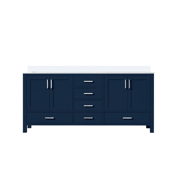 English Elm Navy 72" Double Bath Vanity 22" D with White Quartz Top — Solid Wood, Soft-Close Drawers, Ample Storage B2731P258928