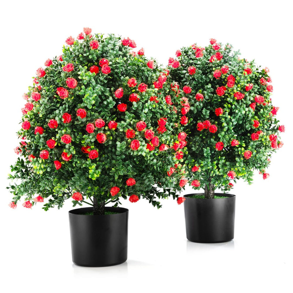 English Elm 2-pack Artificial Rose Topiary Ball Trees Uv Resistant Lifelike Blooms for Patio Entryway W2181P362938