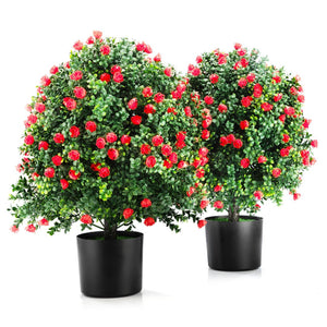 English Elm 2-pack Artificial Rose Topiary Ball Trees Uv Resistant Lifelike Blooms for Patio Entryway W2181P362938