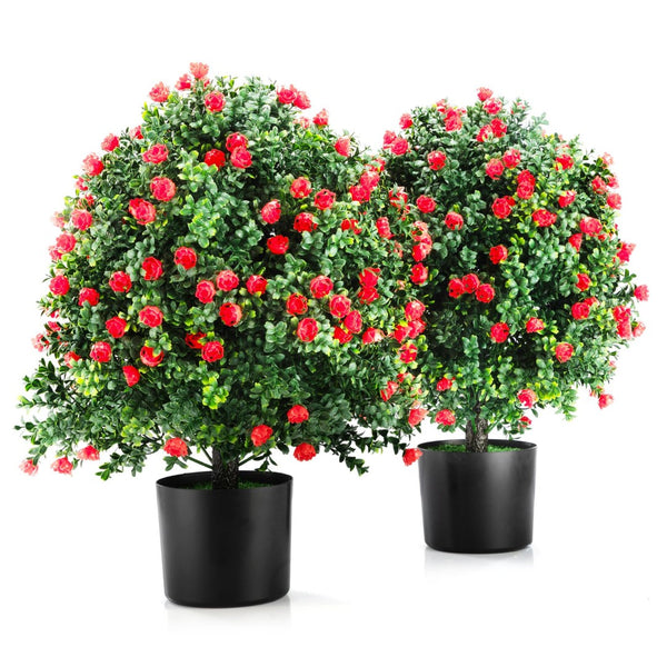 English Elm 2-pack Artificial Rose Topiary Ball Trees Uv Resistant Lifelike Blooms for Patio Entryway W2181P362938