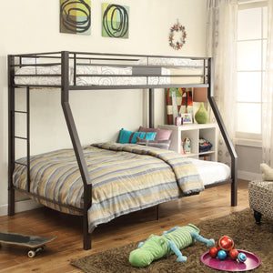 English Elm Sandy Twin-Over-Full Bunk Bed with 20-Slat Support, Full-Length Guardrail & Reversible Ladder, Sandy Brown Finish B062S00522