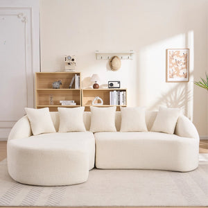 English Elm New Chenille L-shaped Sectional Curved Chaise Modular Sofa for Modern Living Spaces W2231S00053