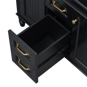 English Elm 36 Inch Bathroom Vanity with Ceramic Sink, Durable MDF & Solid Wood Frame, Soft-Close Doors, Luxe Handles, Ample Organized Storage, Modern Freestanding Design Black N725P314034B