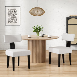 English Elm Upholstered Armless Dining Chairs Set of 2 Solid Hardwood Frame Curved Back Kitchen Beige,Black T3623P433679