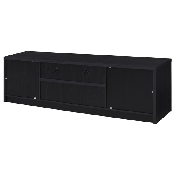 English Elm O'brien Matte Black 78 Inch Media Console with Three Drawers and Wire Management B062P451935
