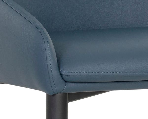 Sunpan Carlo Dining Armchair - Stylish Faux Leather Seat with Curved Armrests and Durable Iron Legs Black / Dillon Thunder