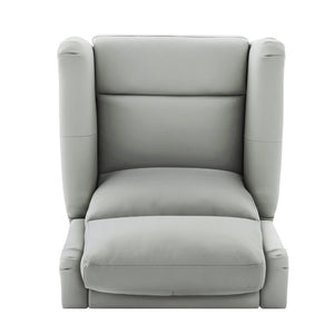 English Elm Modern Swivel Rocker Recliner Pu Leather Chair with Massage Heat and Storage Pocket Grey N763P399629E