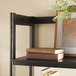 English Elm Walker Edison - Transitional Wide Reeded Bookshelf with Drawers on Bottom for Home Office, Spacious Shelving & Storage Black 75.25 L x 20.63 W x 7 H B185P200187