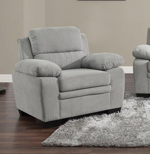 English Elm Modern Channel Tufted 3 Piece Living Room Set Pocket Coil Textured Fabric Sofa Suite Gray B011S01166