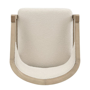 English Elm Christopher Knight Home® - Wooden Modern Dining Chair with Ergonomic Curved Back and Bouclé Upholstery, Solid Rubberwood Craftsmanship Beige,Natural N771P346814A