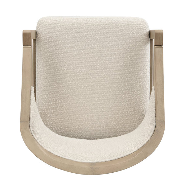 English Elm Christopher Knight Home® - Wooden Modern Dining Chair with Ergonomic Curved Back and Bouclé Upholstery, Solid Rubberwood Craftsmanship Beige,Natural N771P346814A