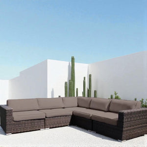 English Elm Fully Assembled Outdoor Sectional Sofa - L-Shaped, All-Weather Wicker, Plush Cushions, Uv Resistant B120S00106
