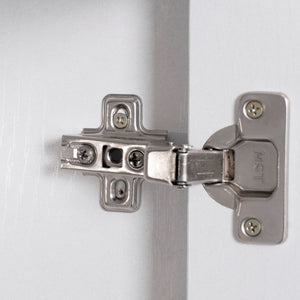 English Elm K&K Kitchen Island with Tilt-Out Trash Can, Drop Leaf Counter, Adjustable Shelf, Rolling Cart Ameican White Oak WF326381AAW