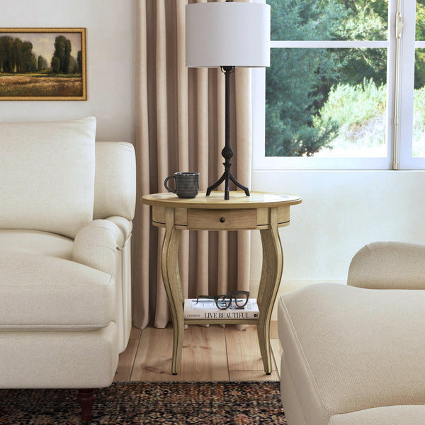Butler Specialty Jeanette Elegant Oval Wood Accent Table With Drawer And Open Shelf For Stylish Home Decor Beige Mdf,Rubberwood Solids,Cherry,Maple And Walnut Veneers 532424-butler