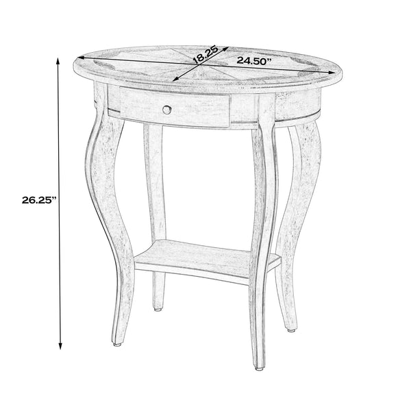 Butler Specialty Jeanette Elegant Oval Wood Accent Table With Drawer And Open Shelf For Stylish Home Decor Beige Mdf,Rubberwood Solids,Cherry,Maple And Walnut Veneers 532424-butler