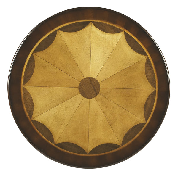 Butler Specialty Carissa Elegant Round Wood Pedestal Foyer Table With Hand-carved Maple & Walnut Inlay Design Medium Brown Rubberwood Solids,Cherry Veneer,Mdf,Resin 533024-butler