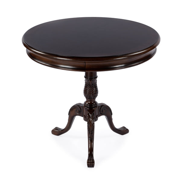 Butler Specialty Carissa Elegant Round Wood Pedestal Foyer Table With Hand-carved Maple & Walnut Inlay Design Dark Brown Rubberwood Solids,Cherry Veneer,Mdf,Resin 533211-butler