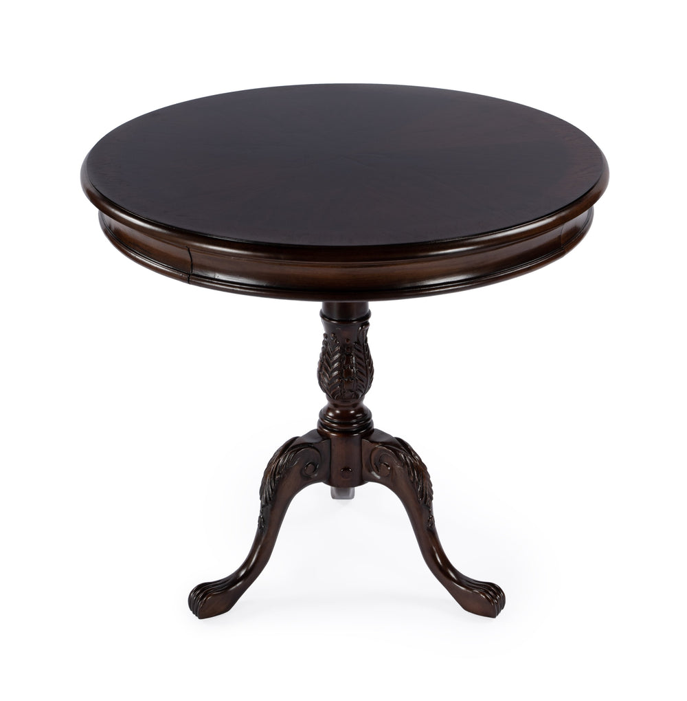 Butler Specialty Carissa Elegant Round Wood Pedestal Foyer Table With Hand-carved Maple & Walnut Inlay Design Dark Brown Rubberwood Solids,Cherry Veneer,Mdf,Resin 533211-butler