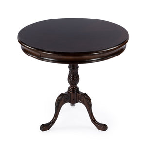 Butler Specialty Carissa Elegant Round Wood Pedestal Foyer Table With Hand-carved Maple & Walnut Inlay Design Dark Brown Rubberwood Solids,Cherry Veneer,Mdf,Resin 533211-butler