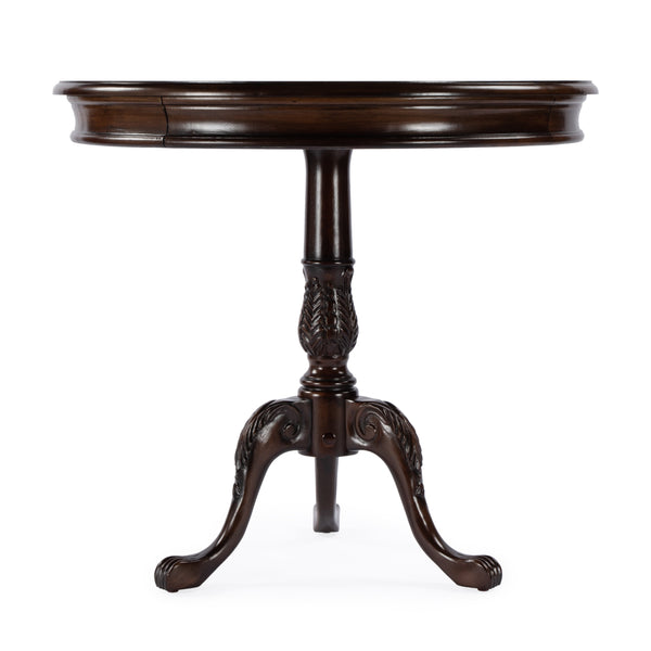 Butler Specialty Carissa Elegant Round Wood Pedestal Foyer Table With Hand-carved Maple & Walnut Inlay Design Dark Brown Rubberwood Solids,Cherry Veneer,Mdf,Resin 533211-butler