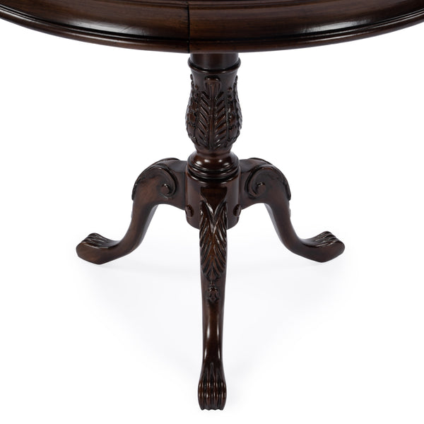 Butler Specialty Carissa Elegant Round Wood Pedestal Foyer Table With Hand-carved Maple & Walnut Inlay Design Dark Brown Rubberwood Solids,Cherry Veneer,Mdf,Resin 533211-butler