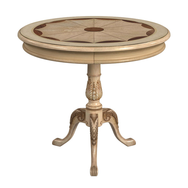 Butler Specialty Carissa Elegant Round Wood Pedestal Foyer Table With Hand-carved Maple & Walnut Inlay Design Beige Rubberwood Solids,Cherry Veneer,Mdf,Resin 533424-butler