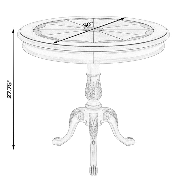 Butler Specialty Carissa Elegant Round Wood Pedestal Foyer Table With Hand-carved Maple & Walnut Inlay Design Beige Rubberwood Solids,Cherry Veneer,Mdf,Resin 533424-butler