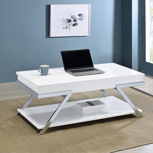 English Elm Fletcher Lacquered High Gloss Coffee Table with Open Shelf for Modern Living Rooms B062P447812