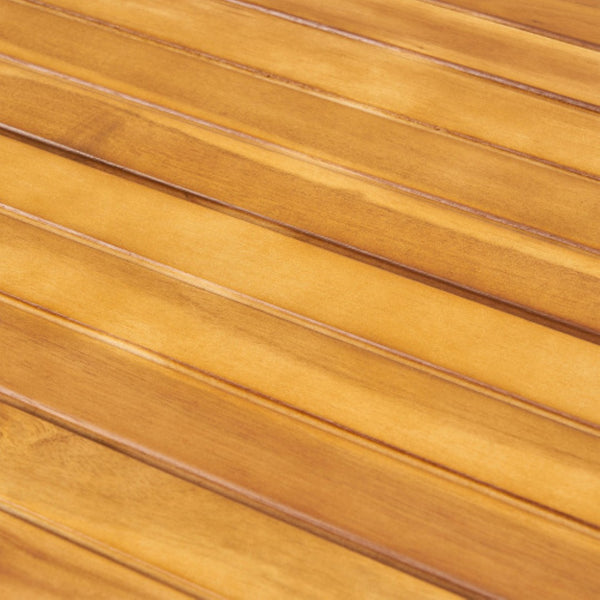 English Elm 47.25" Solid Acacia Round Outdoor Dining Table Slatted Teak Finish Seats Four N770P396250T