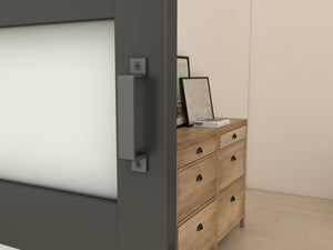 English Elm 30 in Matte Black Steel Sliding Barn Door Frosted Glass Privacy Panel with Hardware B2763P483211