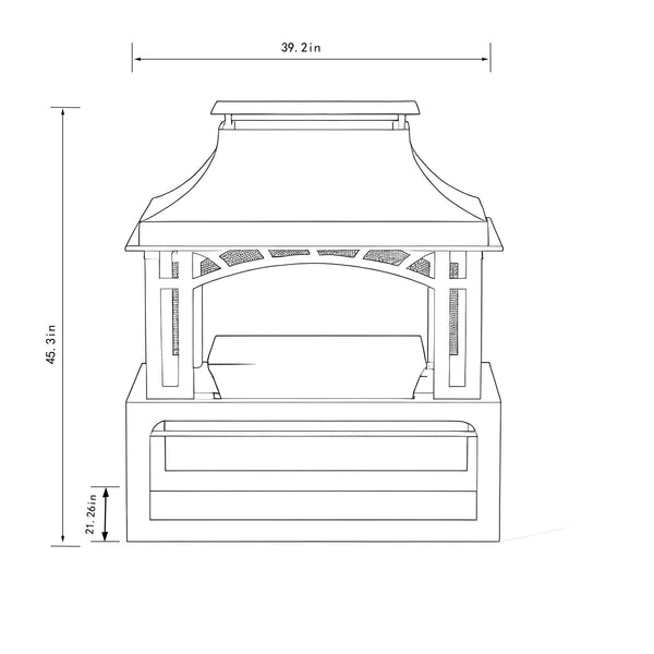 English Elm 40" Wood Burning Fireplace Outdoor Steel Fire Pit 50,000 BTU Rustic Chiminea for Patio Garden Backyards W853P166784