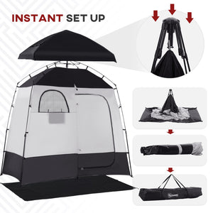 English Elm Outsunny Two Room Pop up Camping Shower Enclosure with Solar Bag and Waterproof Taffeta Walls W2225P200644