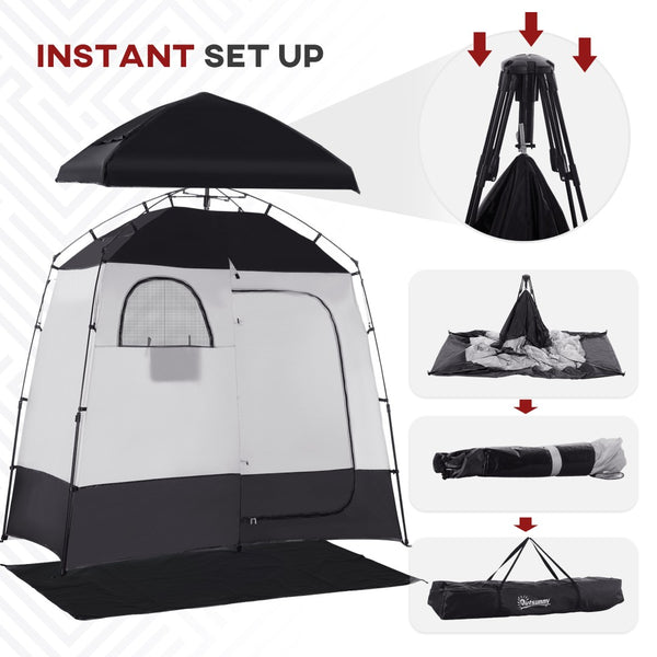 English Elm Outsunny Two Room Pop up Camping Shower Enclosure with Solar Bag and Waterproof Taffeta Walls W2225P200644