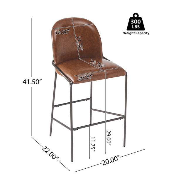 English Elm Christopher Knight Home® - Galen Upholstered Metal Barstool Set of 2 with Plush Stain-Resistant Fabric, Ergonomic Modern Design Brown N775P290453P