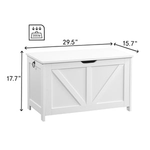 English Elm Storage Bench with Hinged Lid White Retro Box Organizer for Entryway or Bedroom Foot W3151P449053