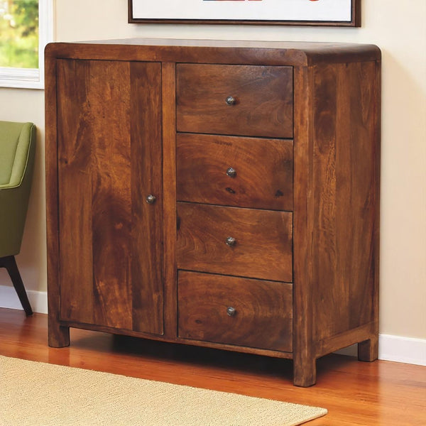 English Elm Solid Wood Aspen Cabinet in Deep Chestnut Finish — 100% Mango Wood, Smooth Corners, Ample Storage B182P336640