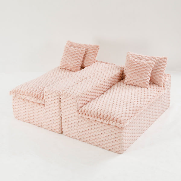 English Elm Luxury Turtle Velvet Multifunctional Sofa - Convertible 4-Seat Modular Design, Plush Sponge Comfort W3371S00031