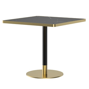 English Elm Square Bistro Dining Table Faux Marble Top Tulip Pedestal Base for Small Spaces W3316P421505