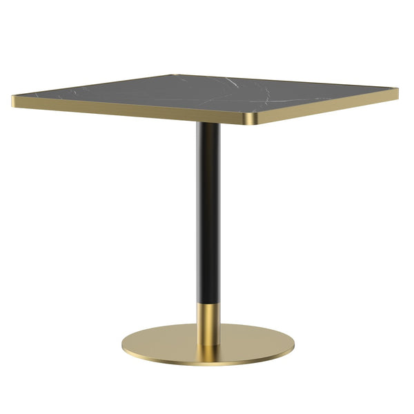 English Elm Square Bistro Dining Table Faux Marble Top Tulip Pedestal Base for Small Spaces W3316P421505