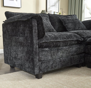 English Elm United Cozy Chenille Sofa For Two With Detachable Armrests, Foot Stools, And Handy Side Pockets W1568S00143-GIGA