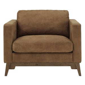 Homelegance Nicolet Tan Leather Look Accent Chair with Tapered Oak Legs for Living Room 053C-TN