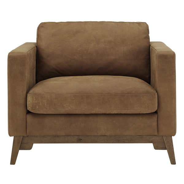 Homelegance Nicolet Tan Leather Look Accent Chair with Tapered Oak Legs for Living Room 053C-TN