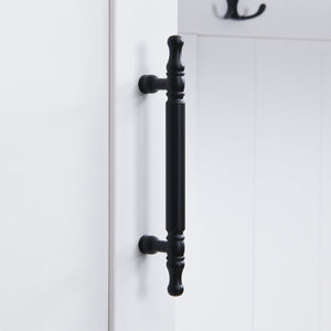 English Elm VIBE Modern 79" Hall Tree with 6 Cabinets, Bench Seating, Adjustable Shelf & 4 Metal Hooks for Entryway White SJ000148AAK